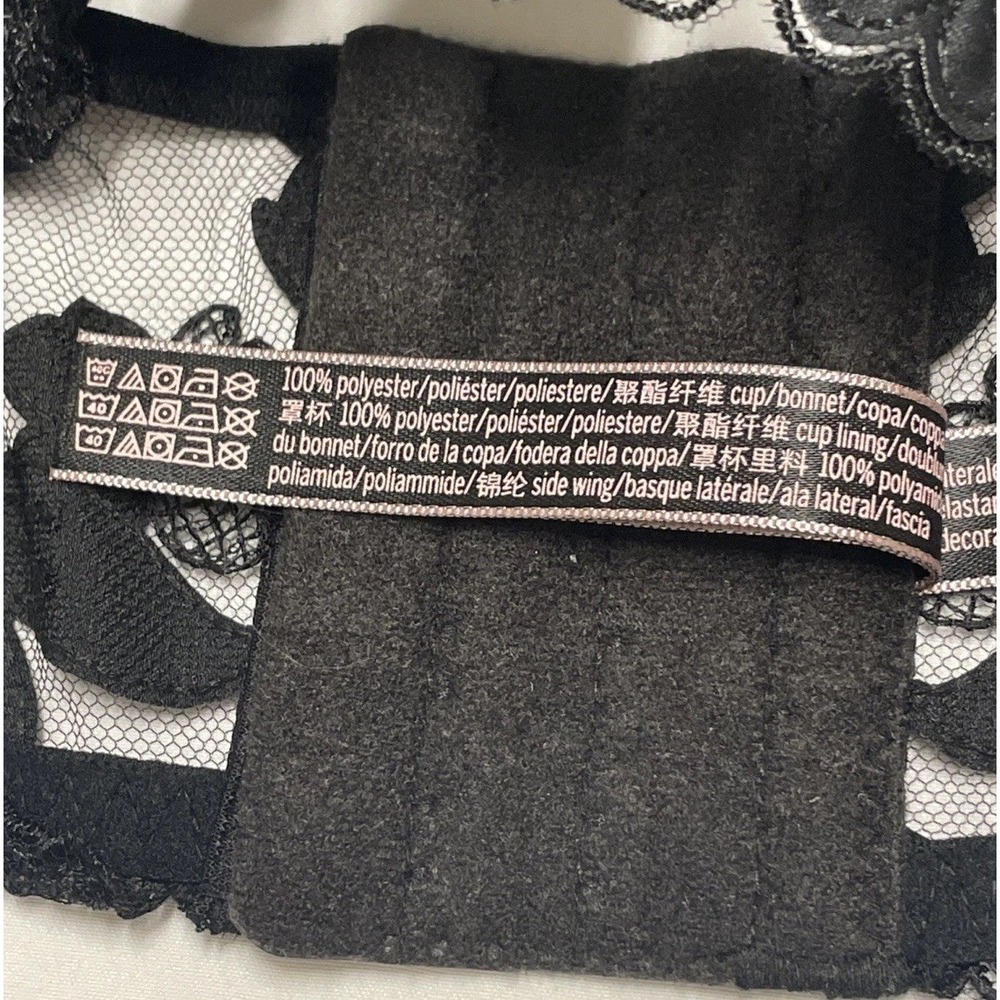 Victoria's Secret Luxe  Floral Embroidered Long‎ line Bralette Black XS B70 NEW - Picture 7 of 8